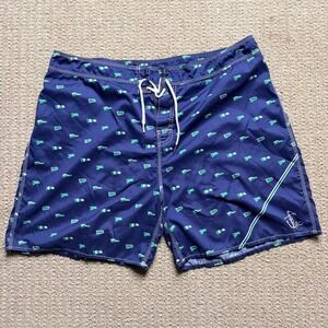 Polo Ralph Lauren Mens Navy Blue Nautical Flag Board Shorts Swim Trunks Size 40